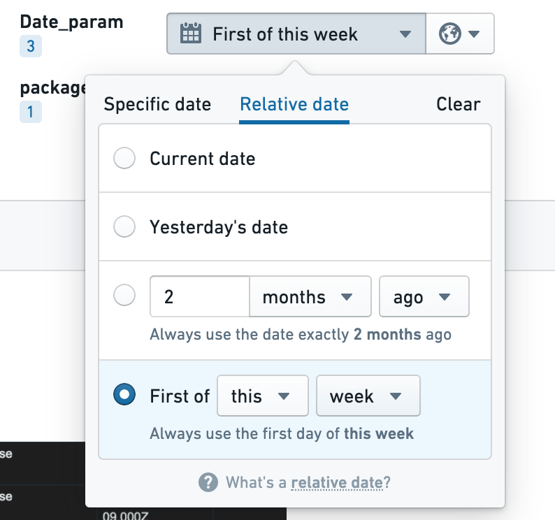 Relative date parameter