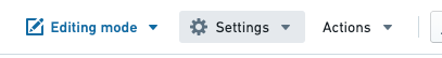 Settings button in header