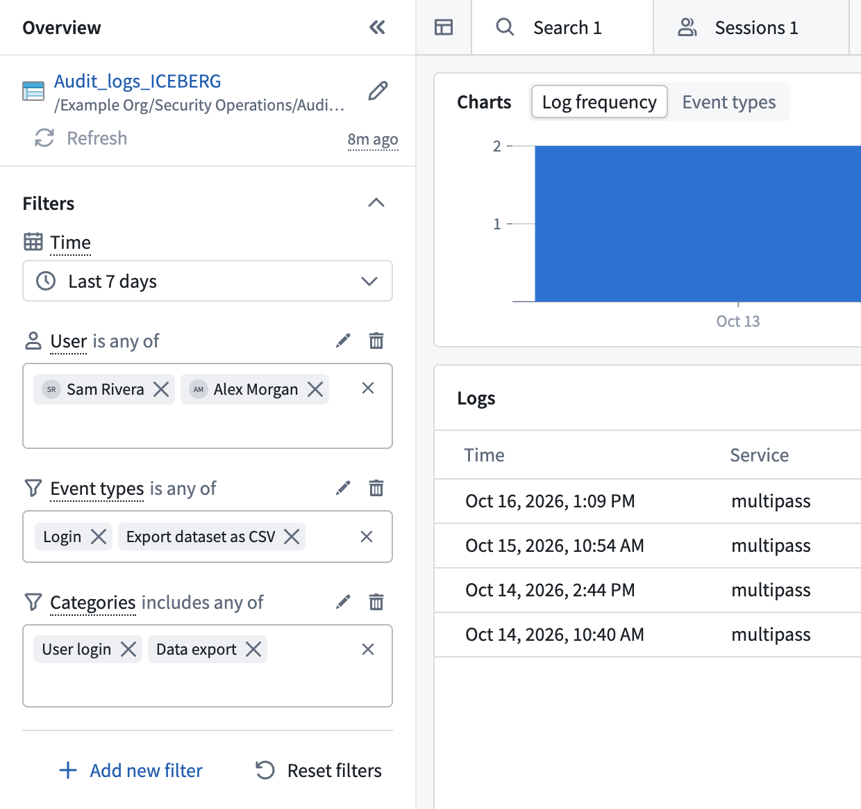 The sidebar shows the Time card and several filter cards next to the search results.