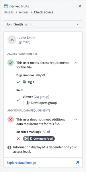 Check access example on dataset