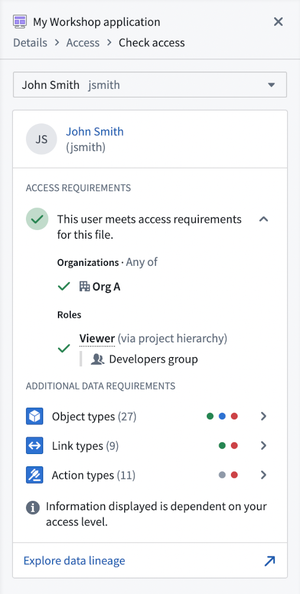 Check access example on Workshop module