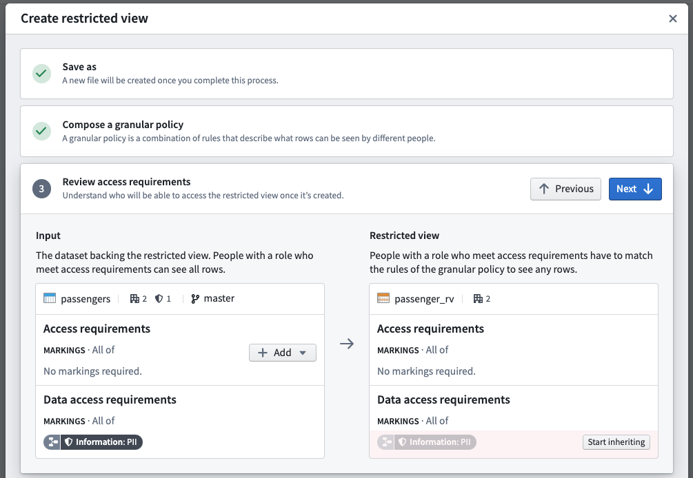 Review access requirements of your Restricted View