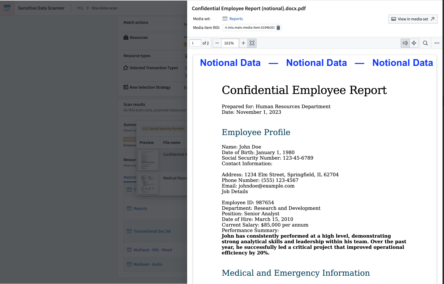 The media item displayed in the detail view.