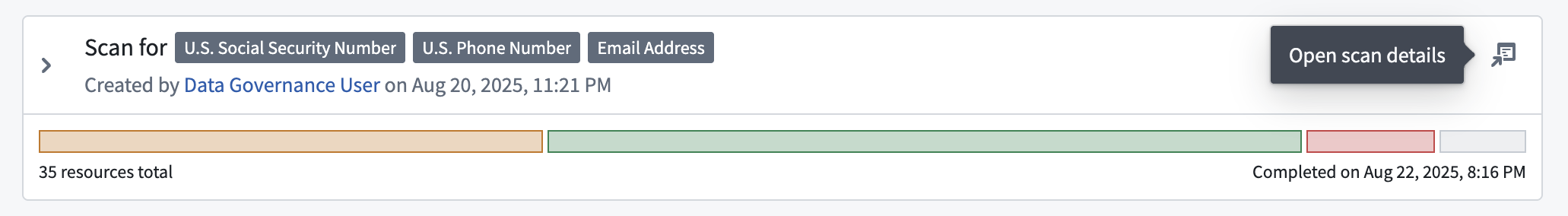 The Open scan details button.