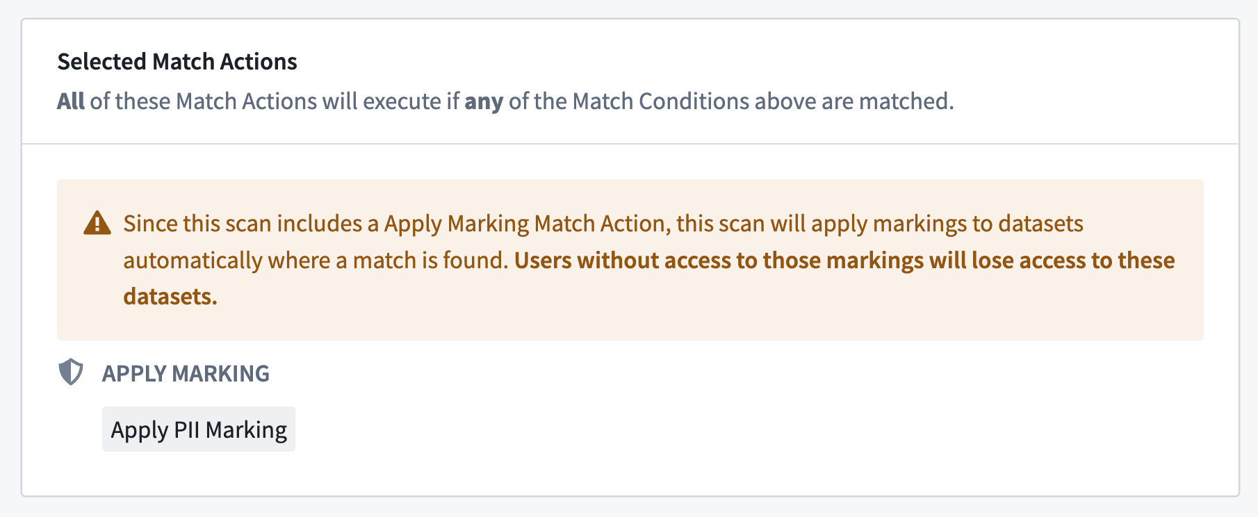 Screenshot of selected match actions including an access restriction warning