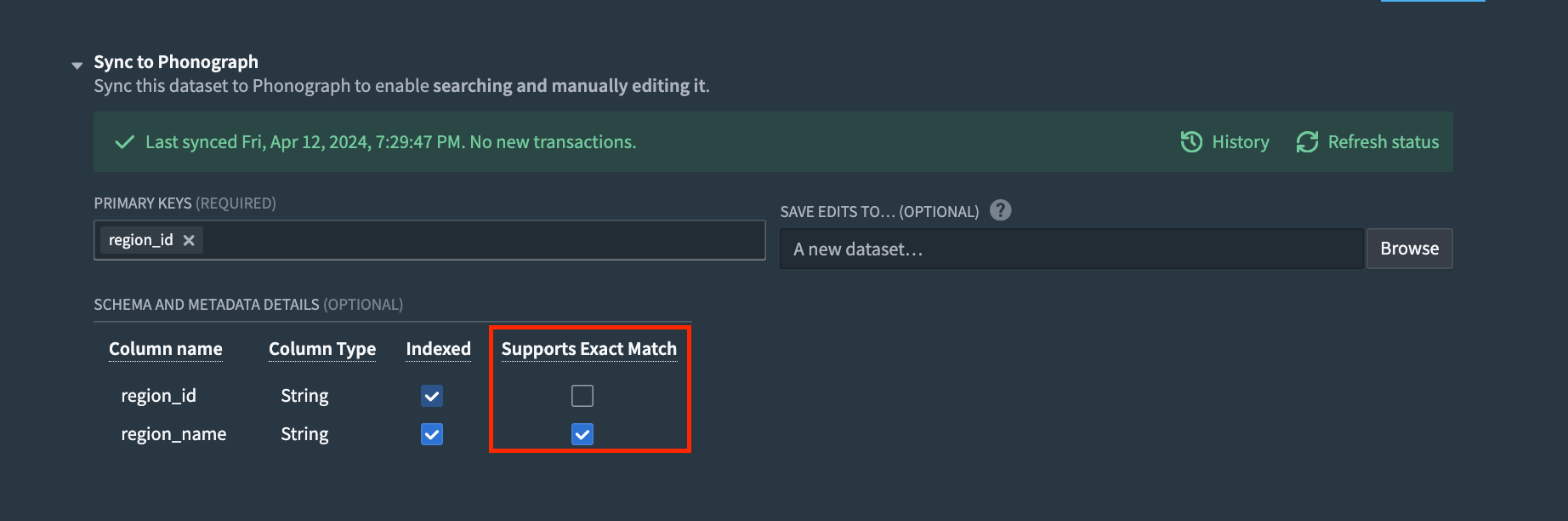 phonograph-sync-exact-match