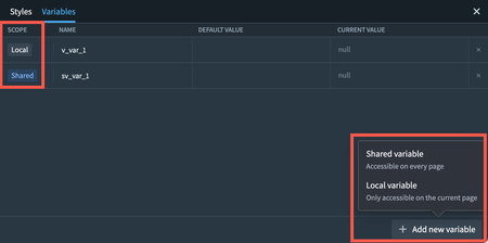 Add a shared variable to share state across pages.