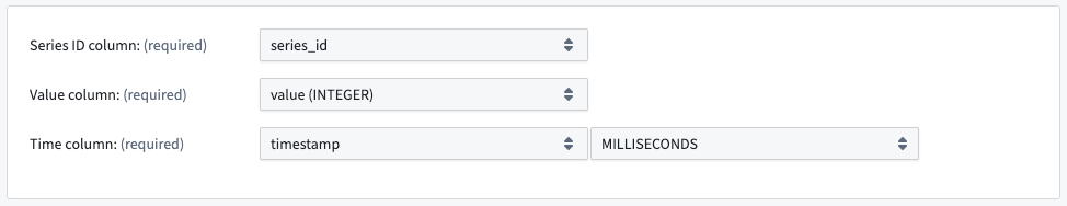 Time series sync column fields