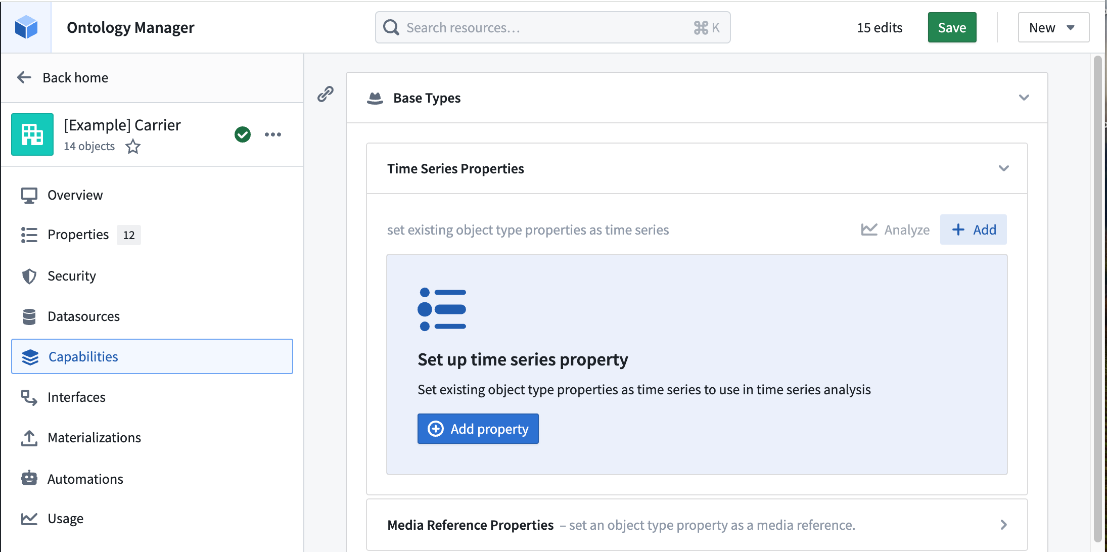 Add a time series property to an object in Ontology Manager