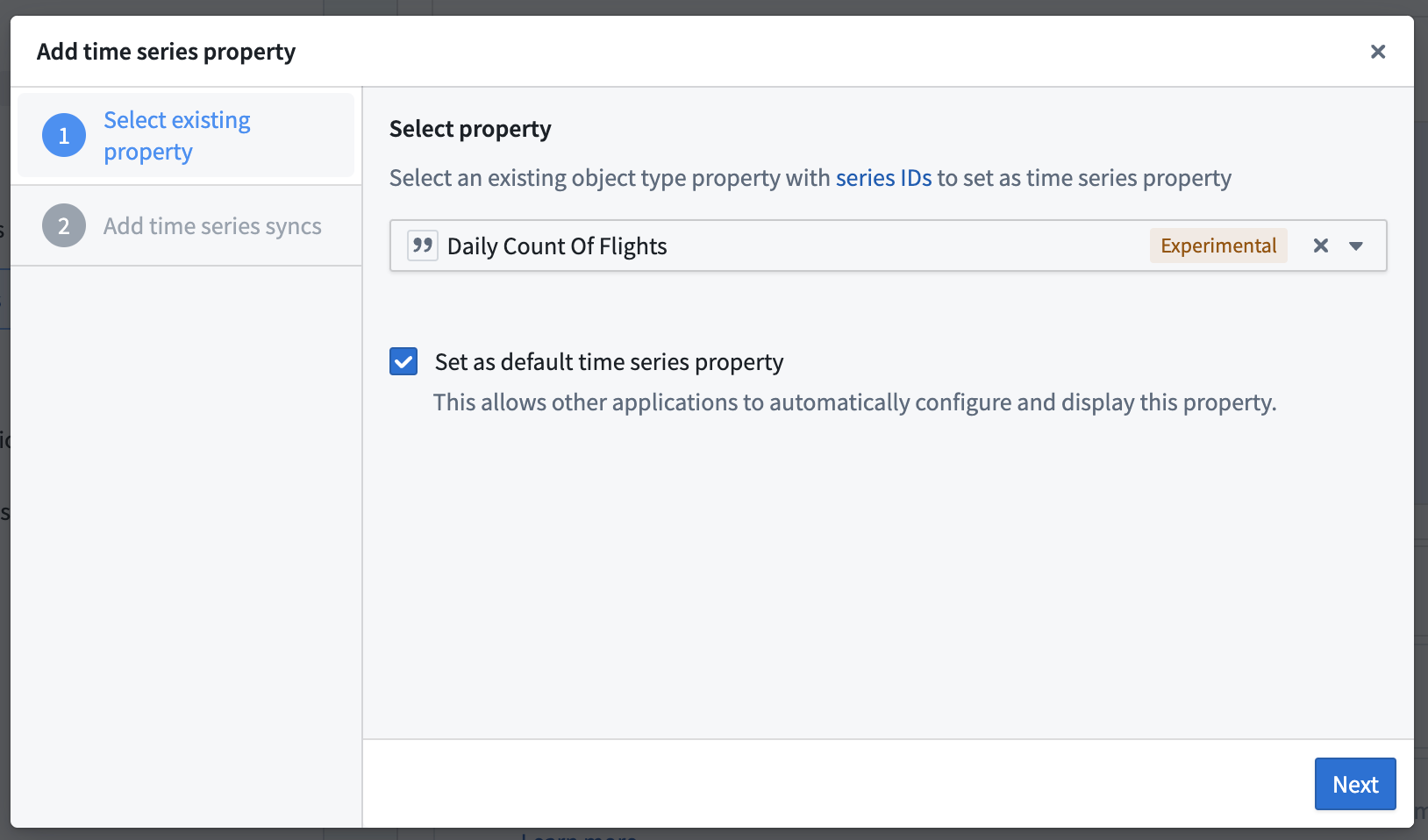 Select daily count of flights property and set as default TSP