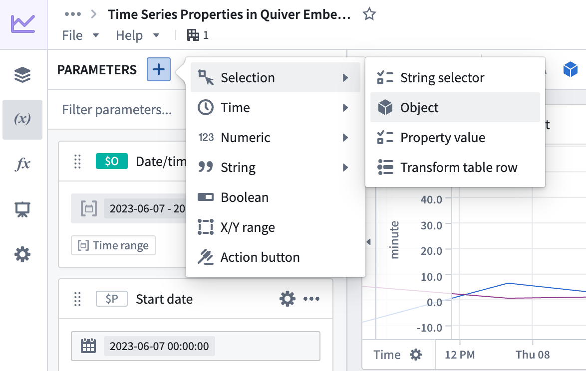 The Quiver add object selector parameter.