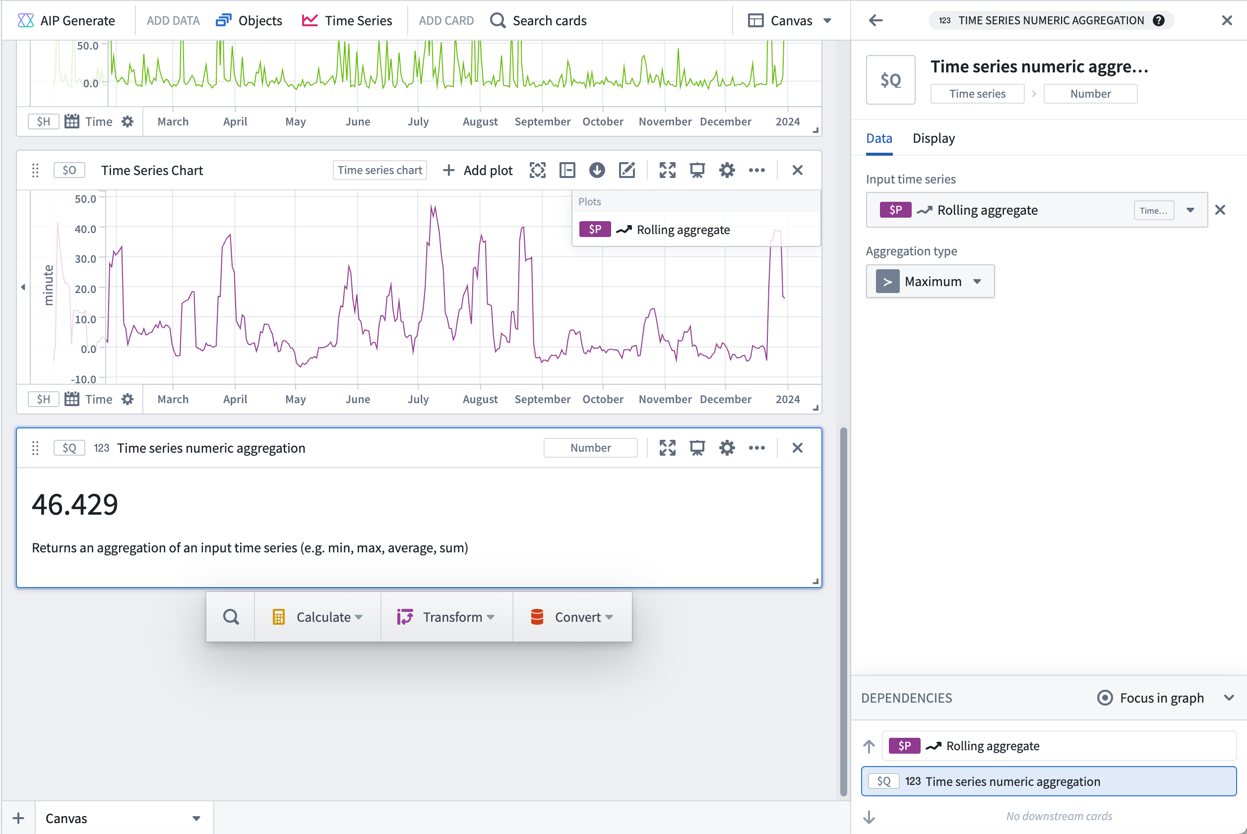 Quiver time series numeric aggregation