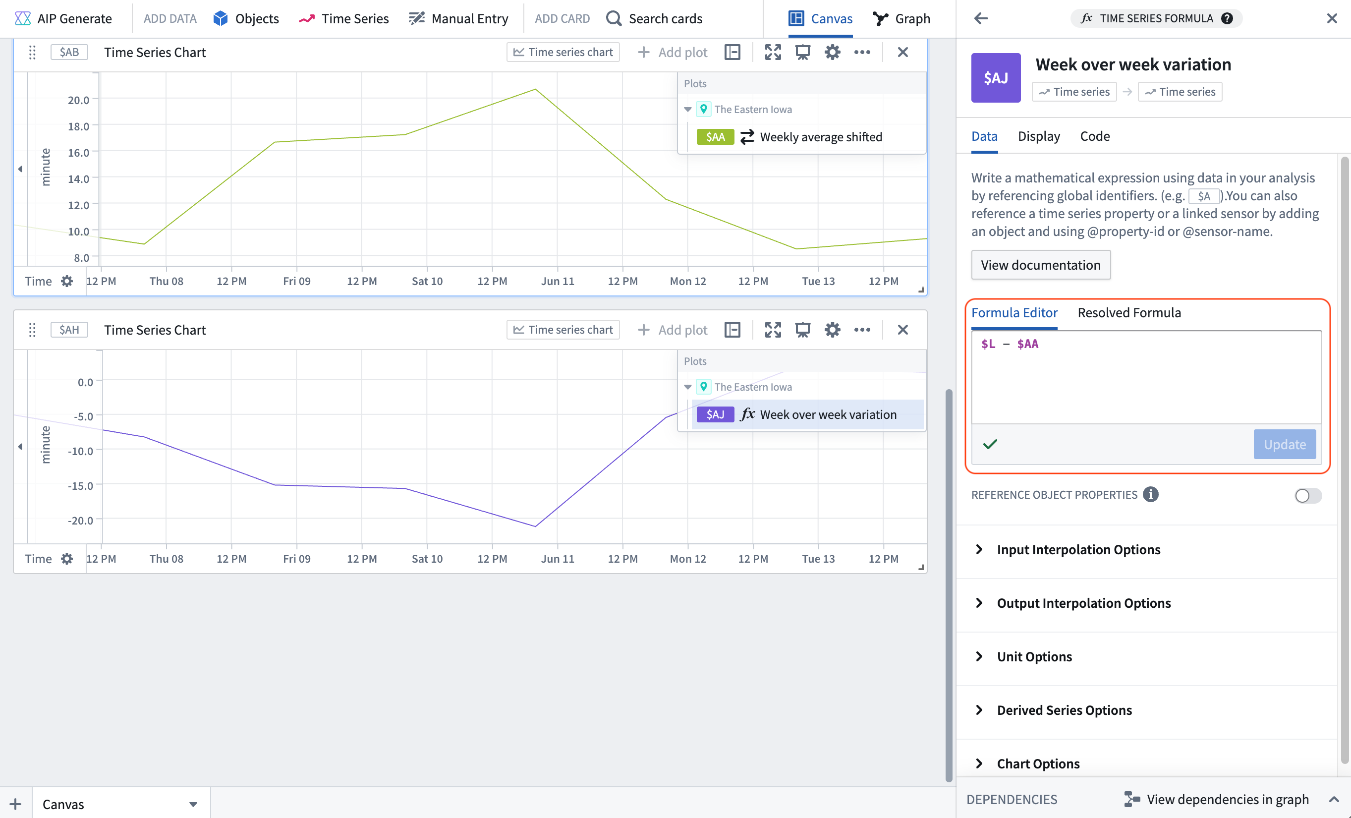 A Quiver time series formula configuration.