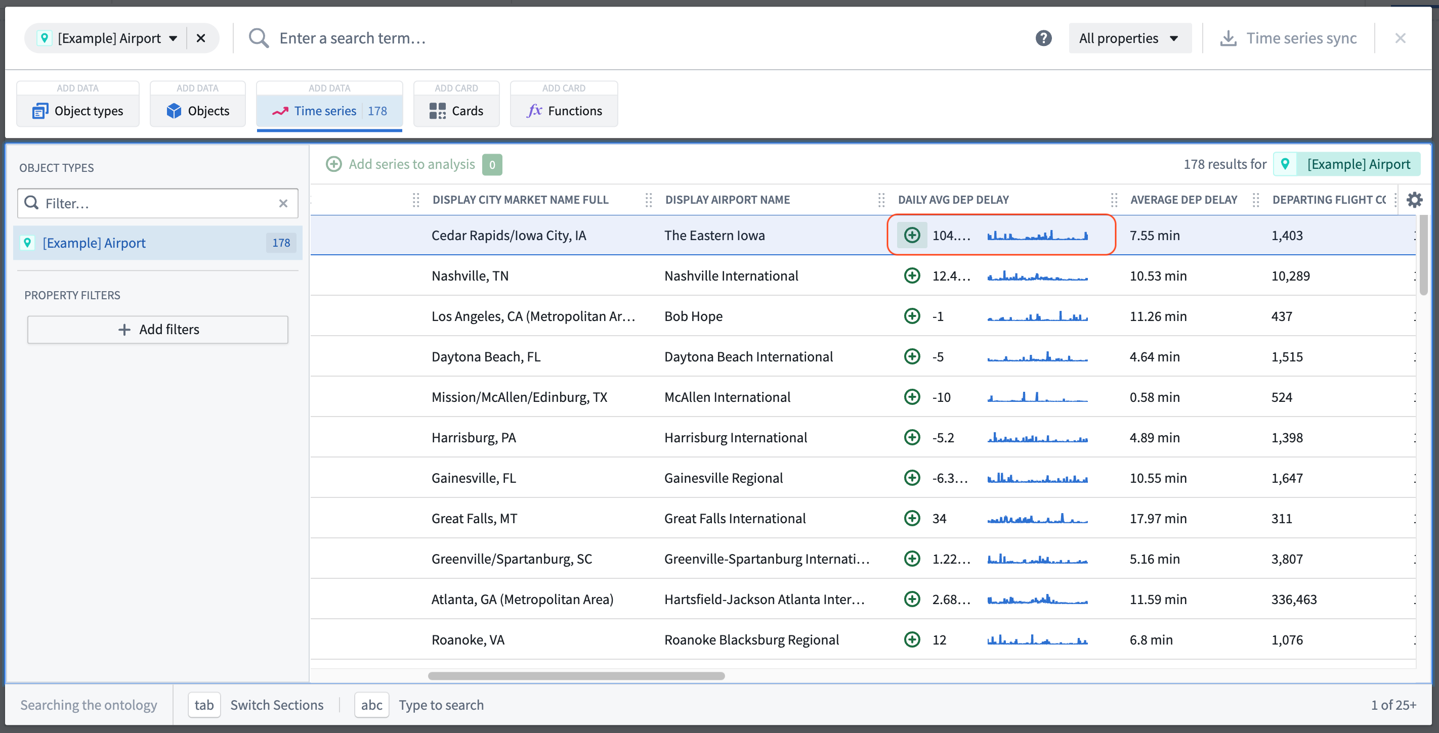 The Quiver time series menu selection.