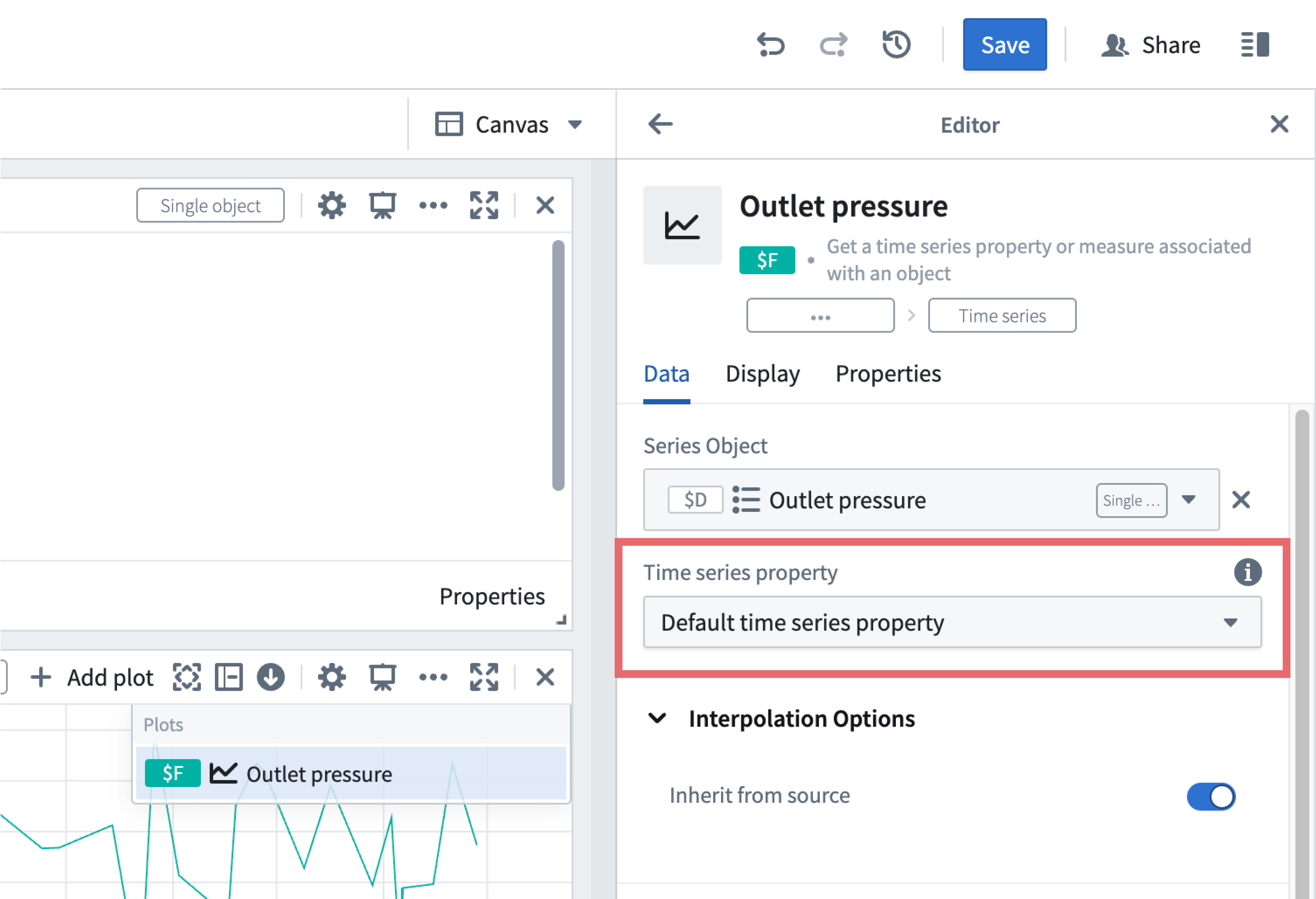 Default time series properties in Quiver.