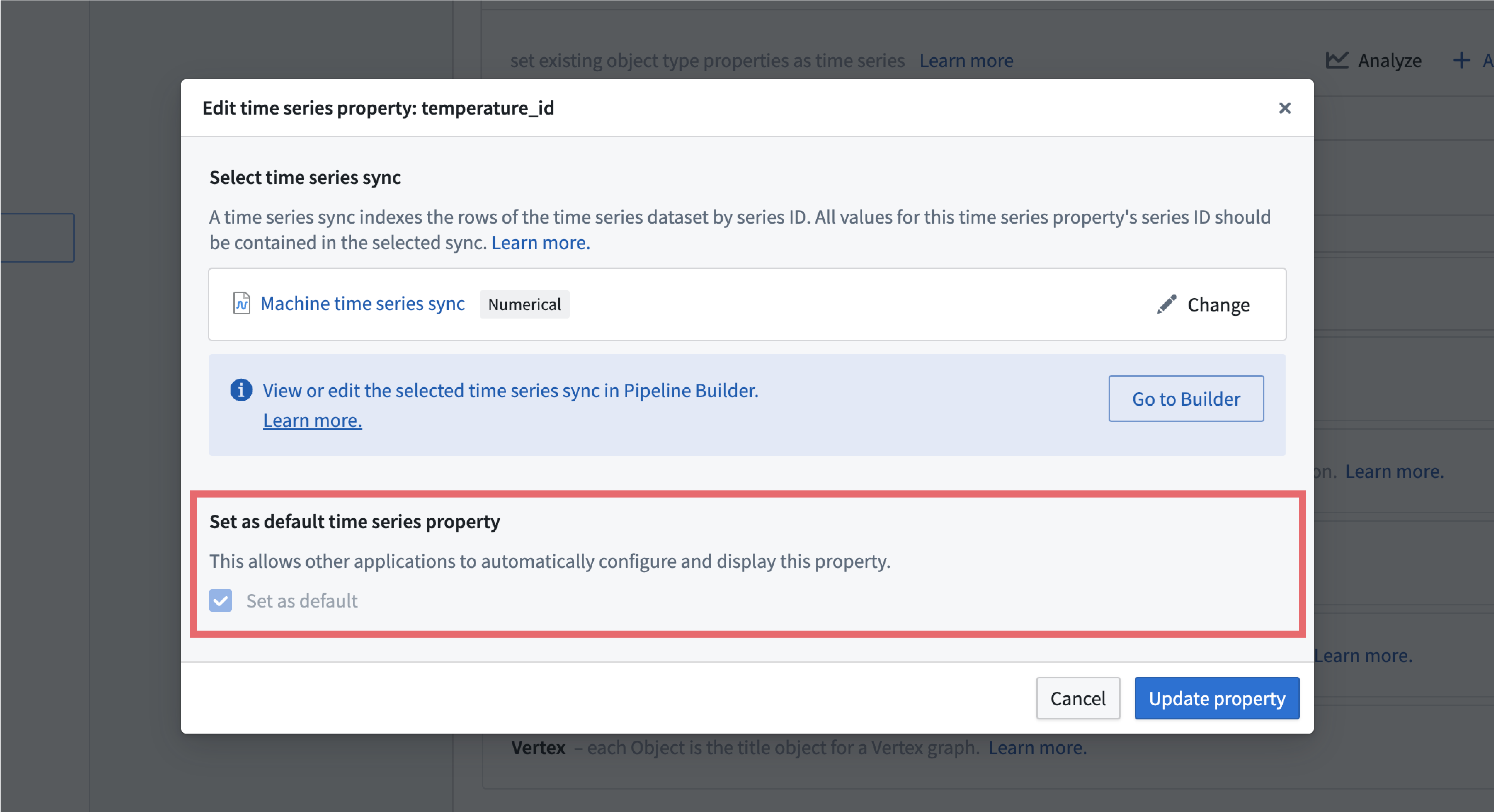 Default time series property configuration