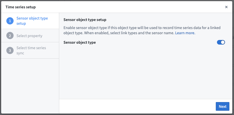 Setup dialog sensor object type setup