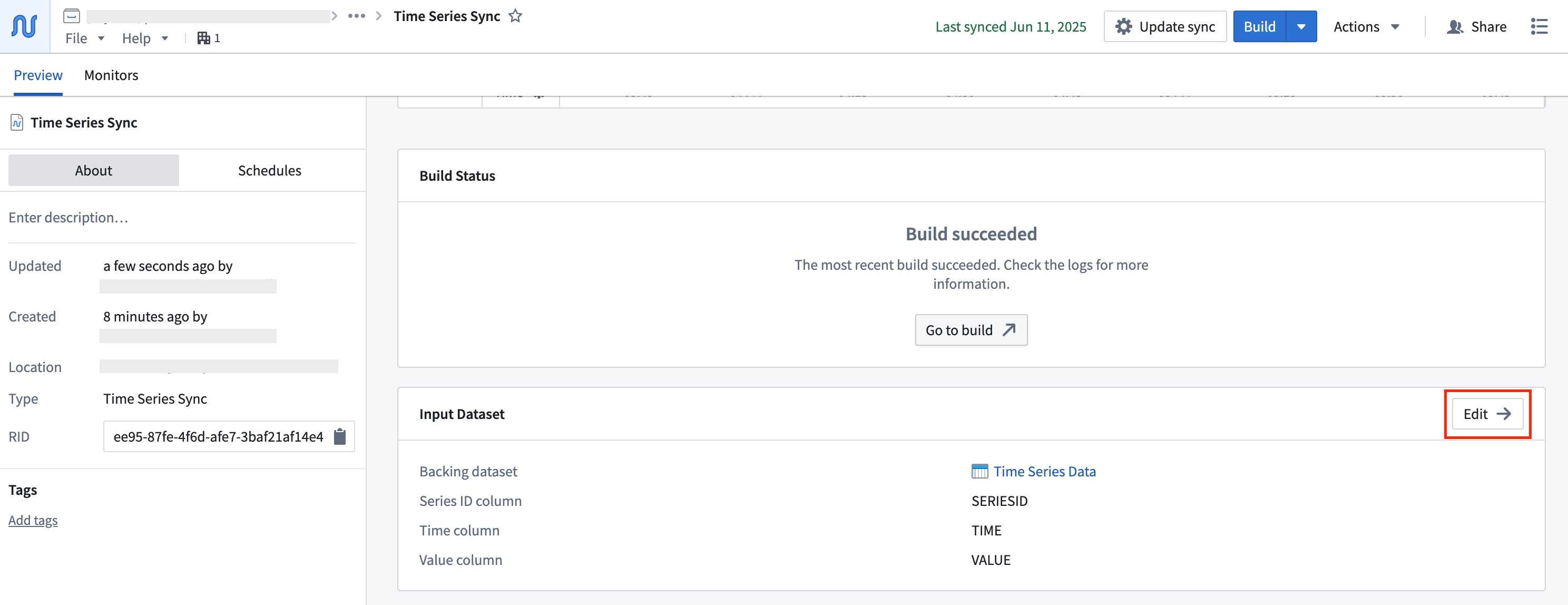 Advanced time series sync options.
