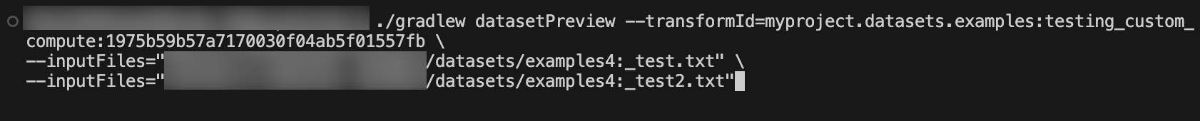 Use input files arguments to include dataset's files