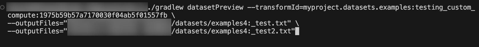 Use output files arguments to include dataset's files