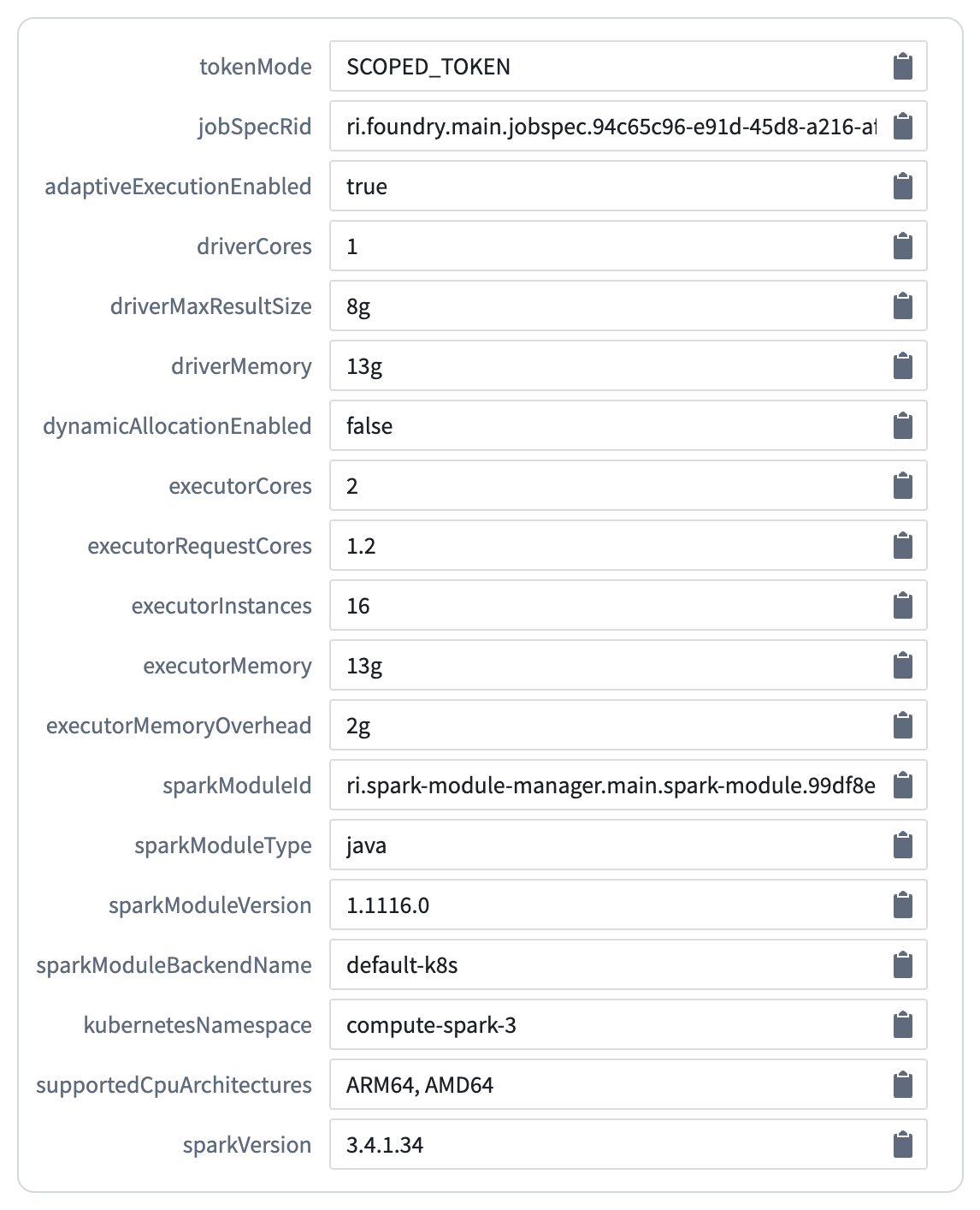 See transform and spark version in the environment page