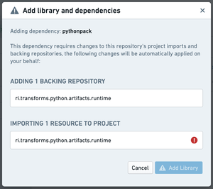 library dependencies dialog