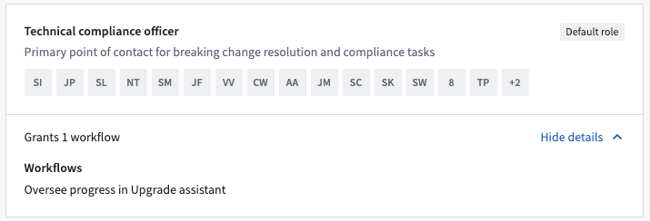 A screenshot of the Technical Compliance Officer role in Control Panel.