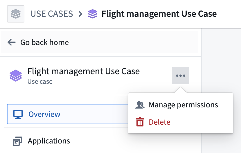 Manage permissions from use case overview