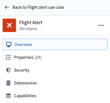 オントロジーマネージャーアプリでの Flight Alert オブジェクトタイプ