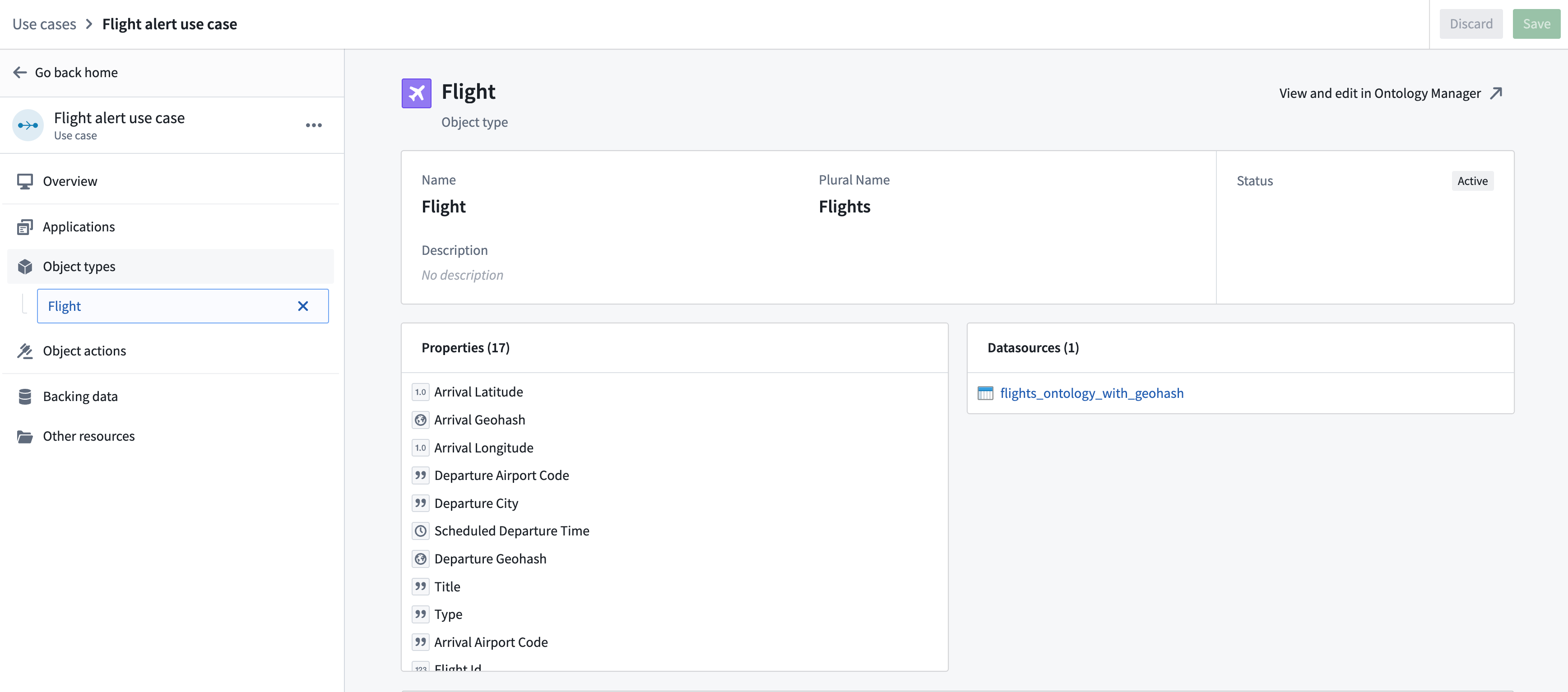 Individual object type overview page