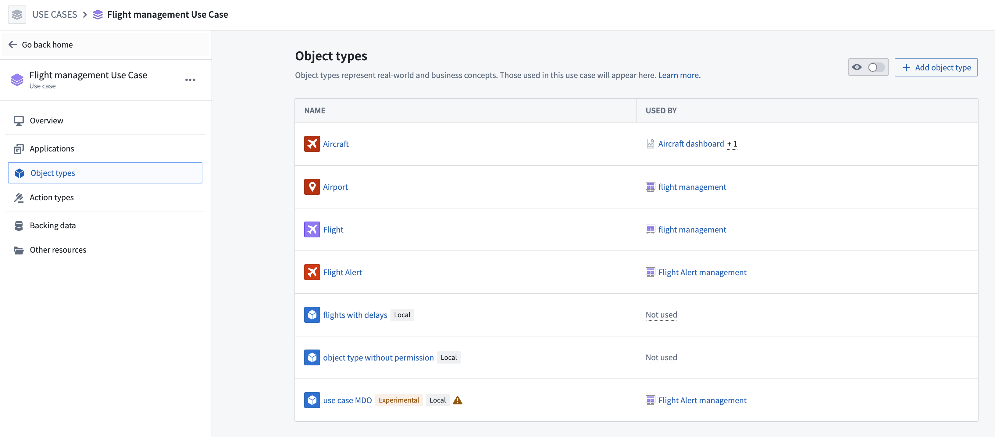 Object types page