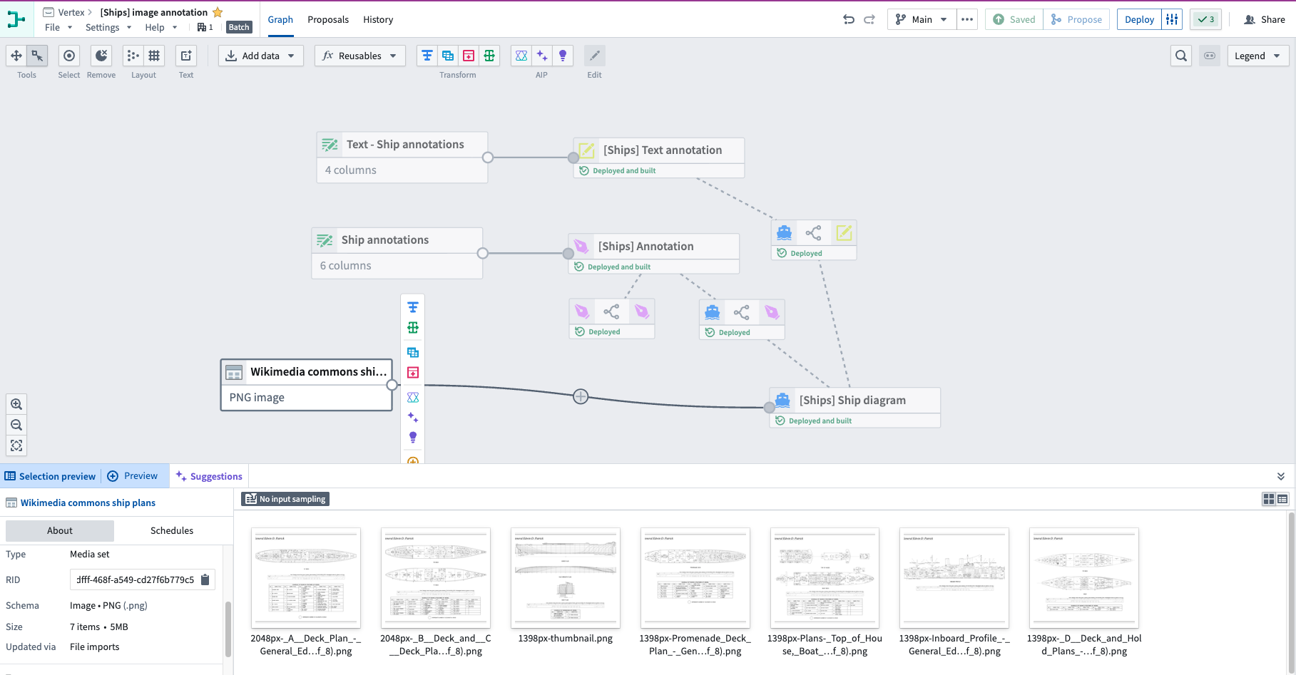 The preview of the PNG images in the example media set.