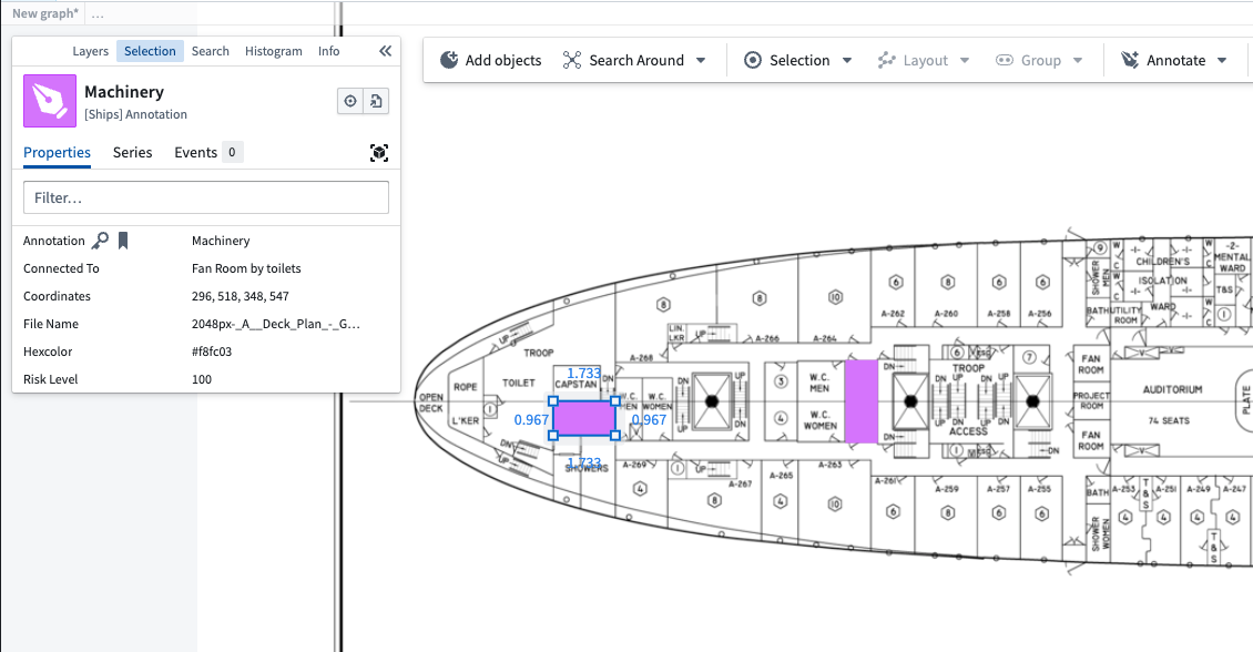 Selected objects in the Vertex media layer.