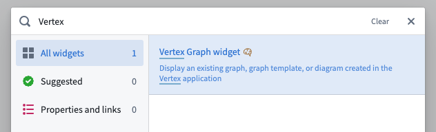 Adding the Vertex graph widget