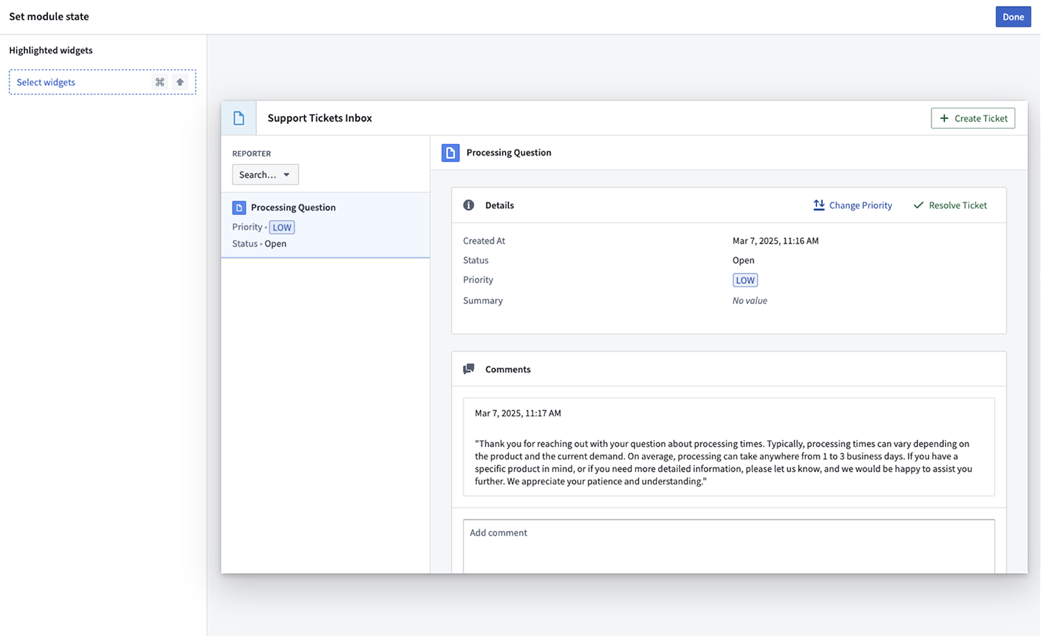 Workshop configuration dialog