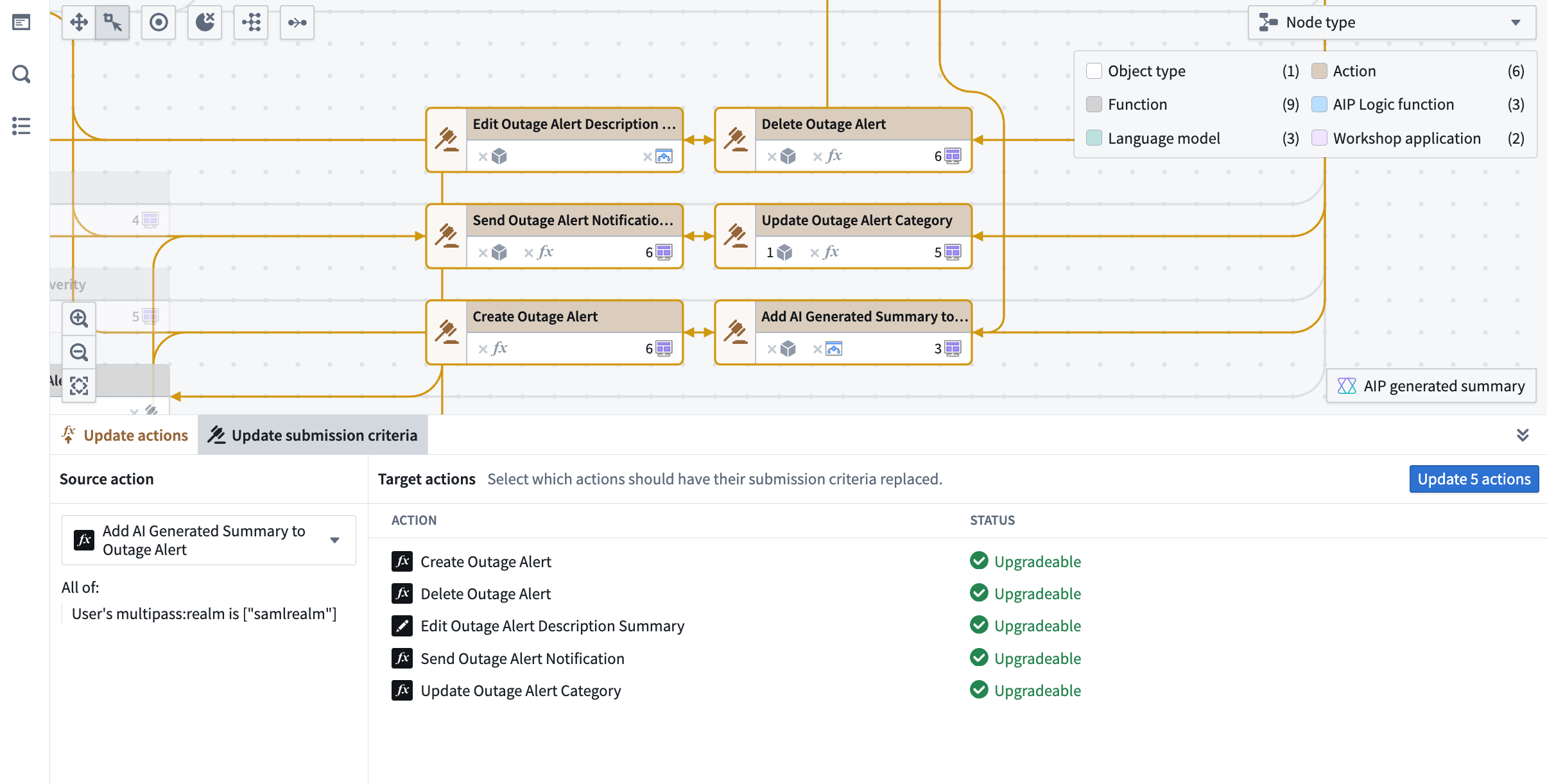 Example of upgrading Functions for a particular Workshop application.