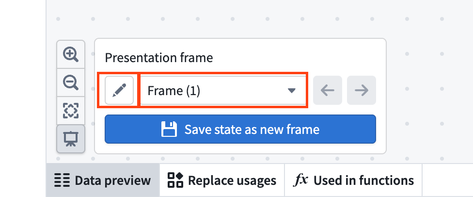 The frame dropdown and edit button.
