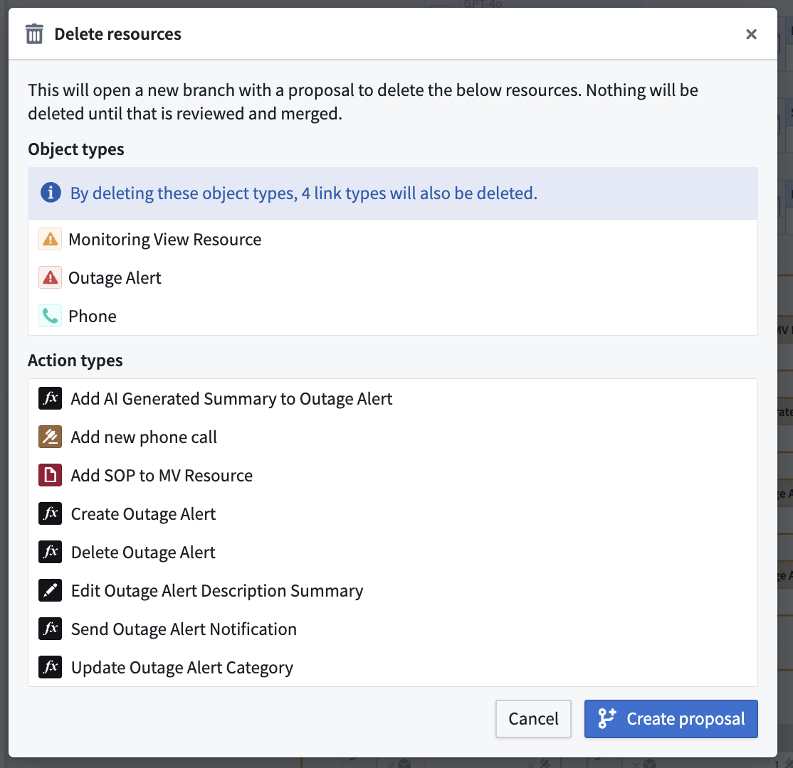Example of the Bulk Delete proposal window.