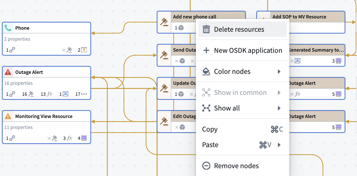 Example of the Delete resources option.