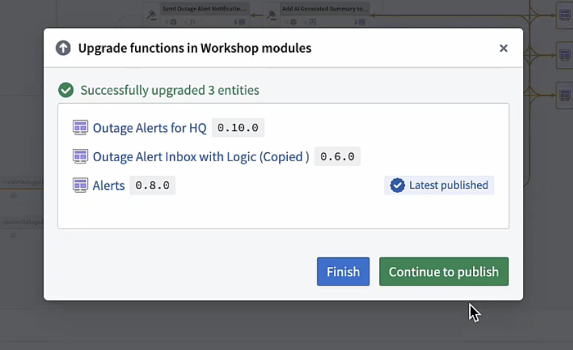 Example of a successful bulk function upgrade for Workshop modules.