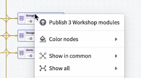 Dialog after right clicking on Workshop nodes.