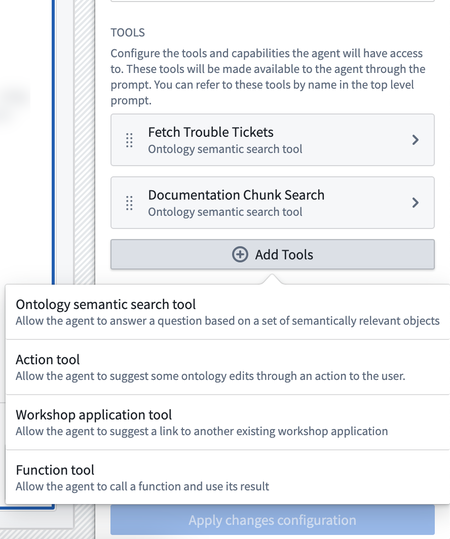 AIP Interactive widget tool options.