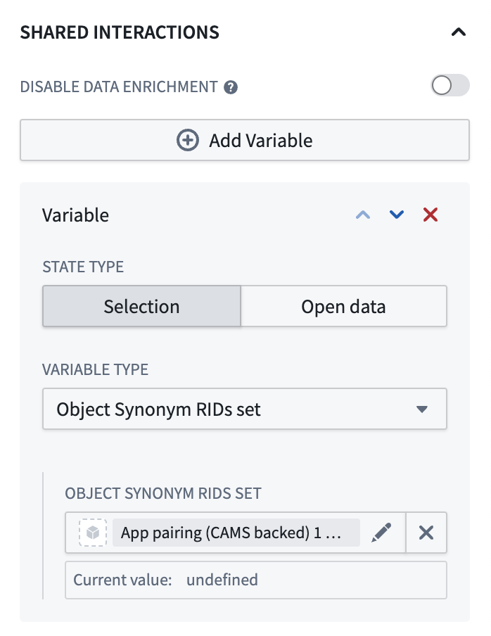 App pairing widget configuration page