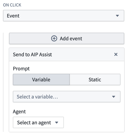 Button Group Send to AIP Assist Event Configuration