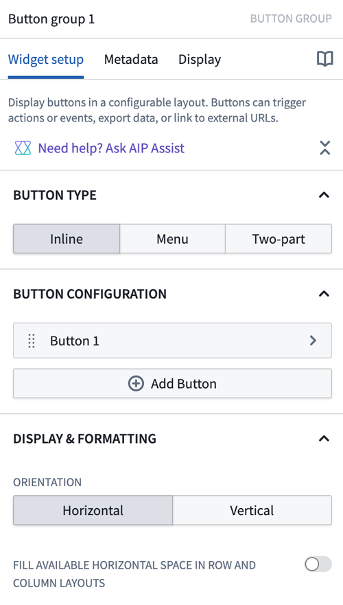 Button Group Configuration