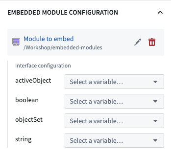 Embedded module widget configuration