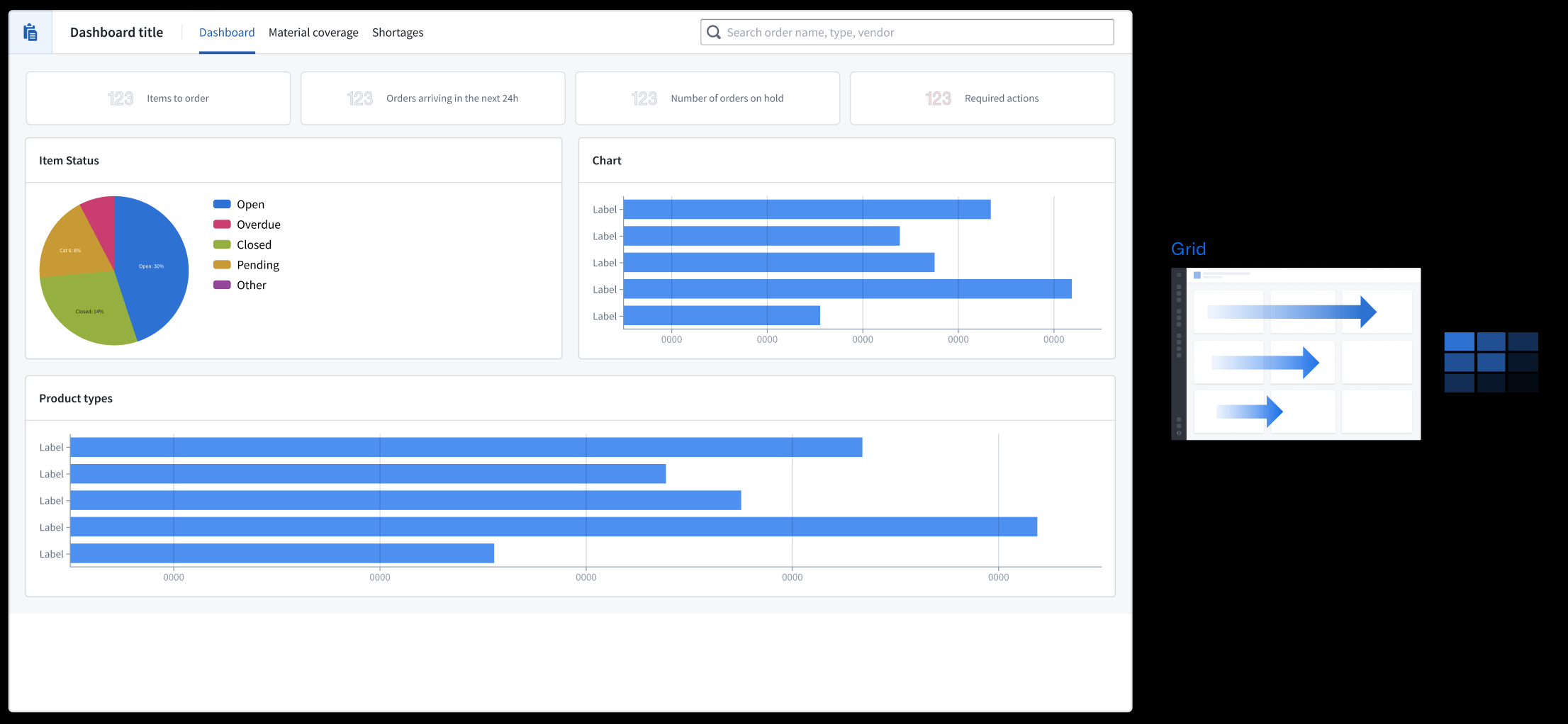 An example Workshop application displays a grid hierarchy.