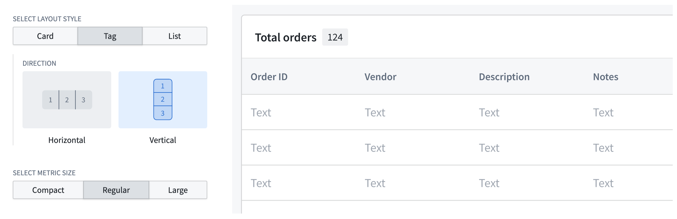 A Metric Card is configured to render a count of objects in an Object Table.