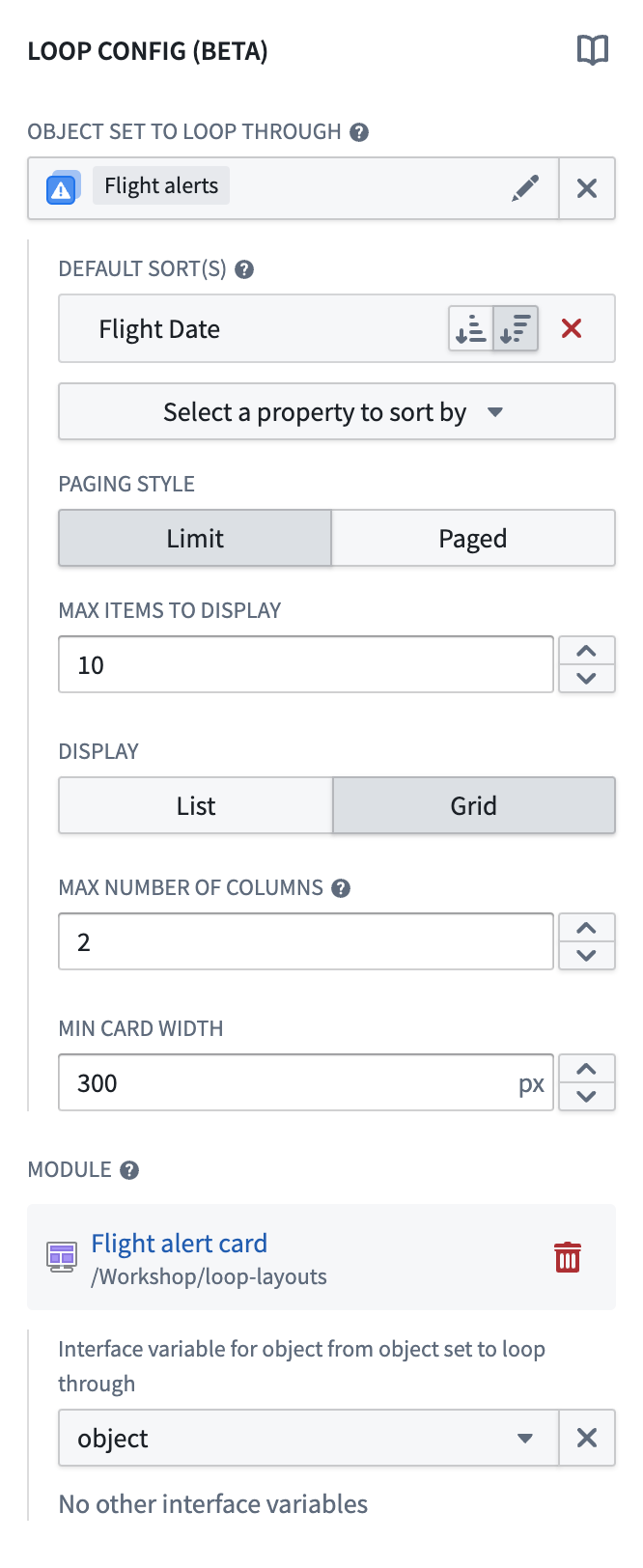 Loop layout configuration