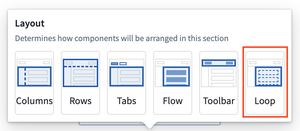 Loop layout option outlined in layouts selector